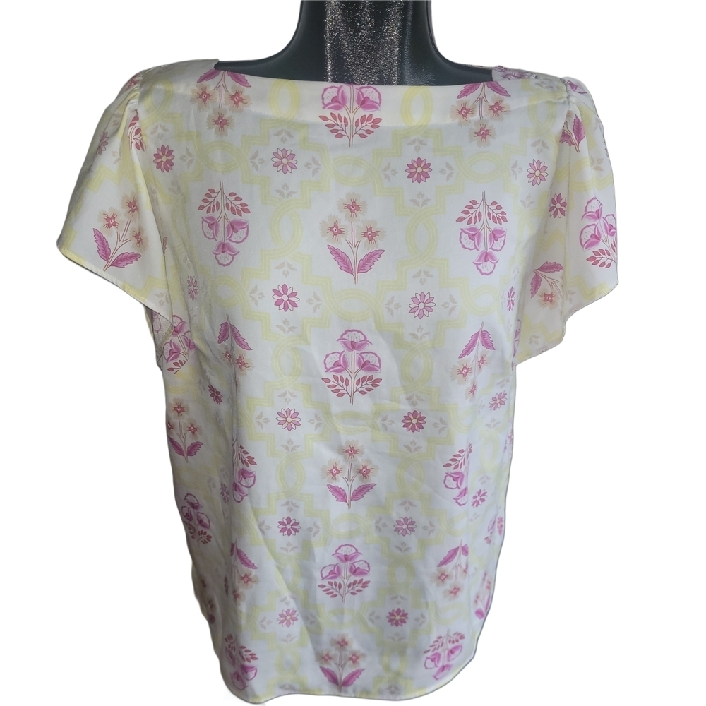 Ann Taylor Floral Print Short Sleeve Top Size M